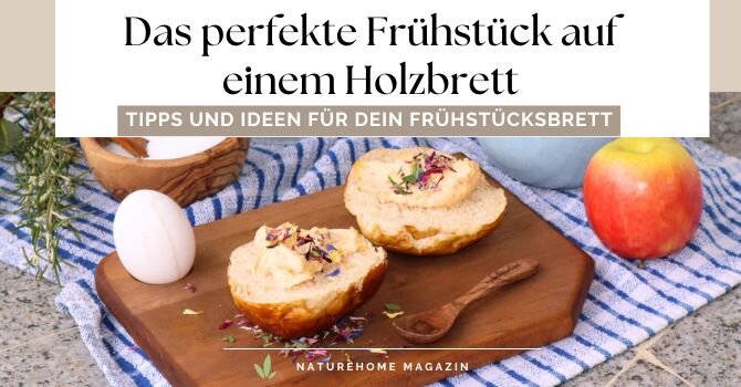 Das perfekte Frühstück auf einem Holzbrett 