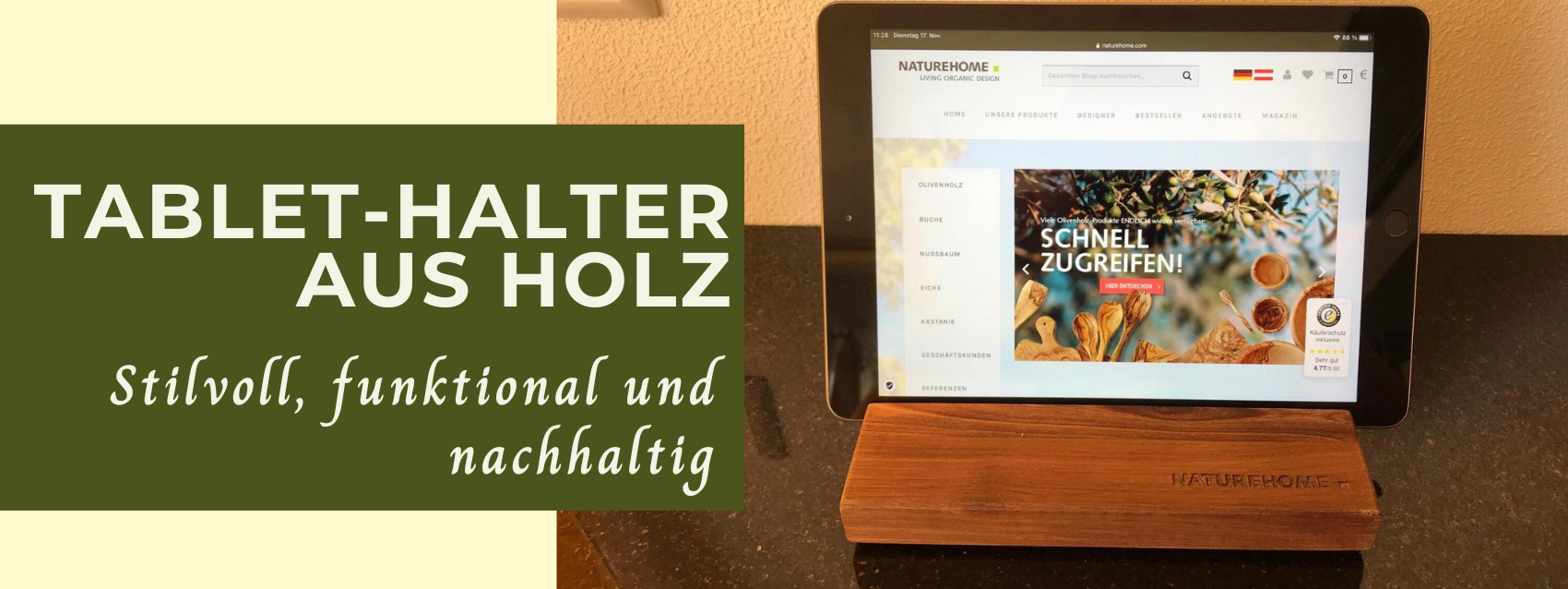 tablet halterung holz