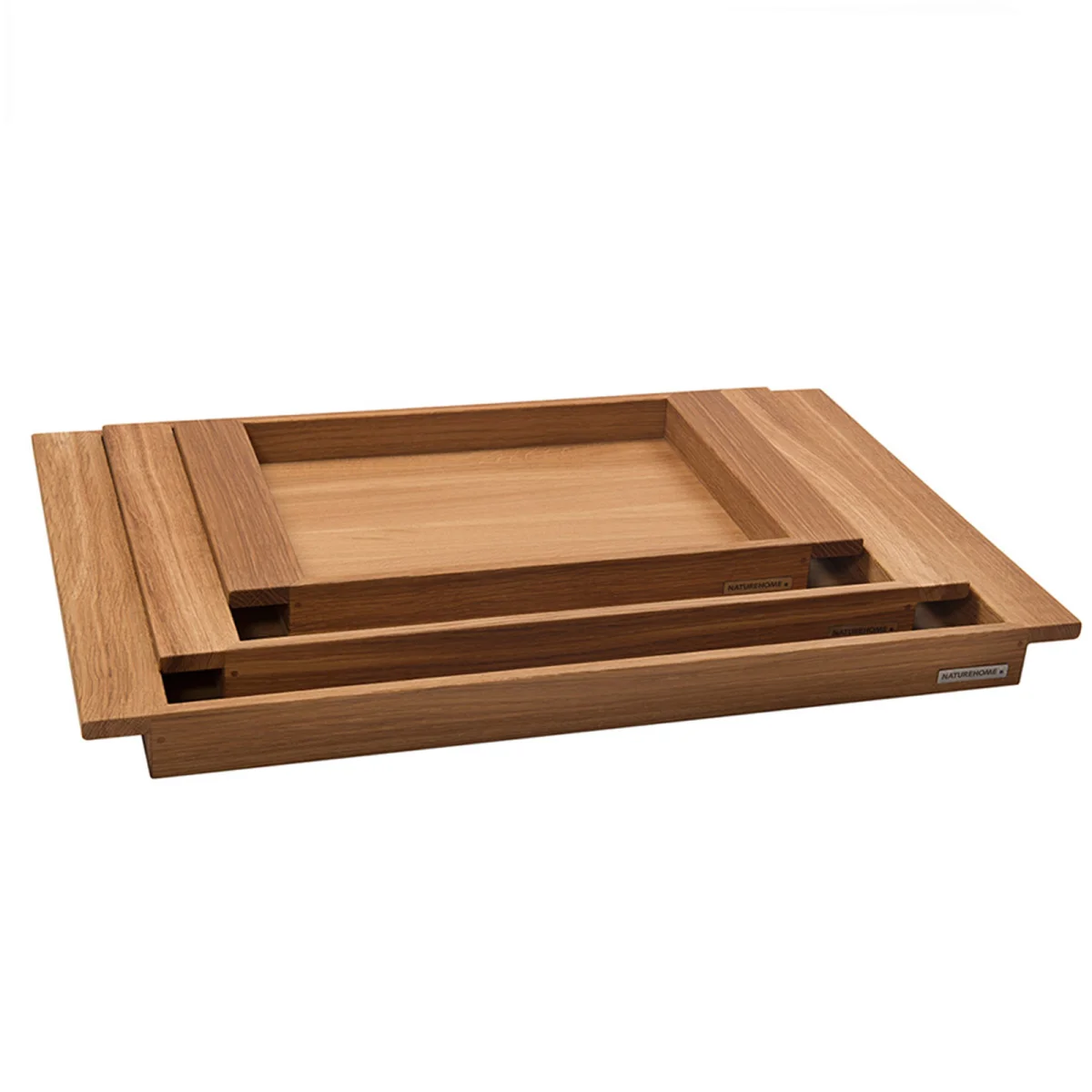 Serviertablett Aus Hellem Eichenholz – 44 X 33 Cm, Mit Griffen, Für Tee, Frühstück Oder Deko