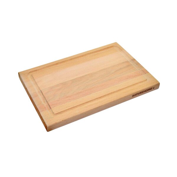 Schneidebrett mit Saftrille Buche einseitig, 30 x 20 x 1,5 cm