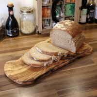 Limited Edition: Schneidebrett im Naturschnitt Olivenholz 40cm mit Aufschrift *Du bist mein Lieblingsmensch*