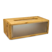 DESIGN Tissue-Box Olivenholz und Glas für Kosmetiktücher