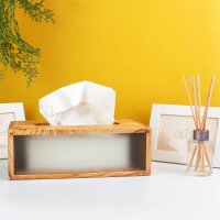 DESIGN Tissue-Box Olivenholz und Glas für Kosmetiktücher