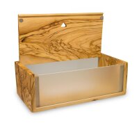 DESIGN Tissue-Box Olivenholz und Glas für Kosmetiktücher
