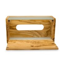 DESIGN Tissue-Box Olivenholz und Glas für Kosmetiktücher