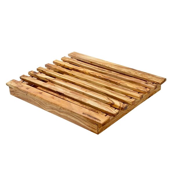 B-Ware CLASSIC Brotschneidebrett mit Krümelfach Olivenholz, 37 x 31 cm