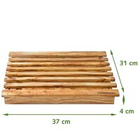 B-Ware CLASSIC Brotschneidebrett mit Krümelfach Olivenholz, 37 x 31 cm