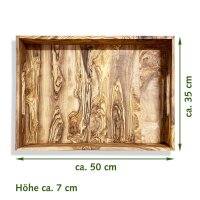 Tablett Holz NH-B  Olivenholz 50 x 35,5 x 7 cm