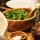 Salatset: große Salatschüssel  Olivenholz 27-30 cm mit Salatbesteck
