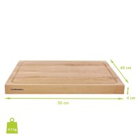 B-Ware Schneidebrett mit Saftrille Buche beidseitig, 50 x 40 x 4 cm