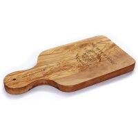 Schneidebrett mit Griff Olivenholz, 30 x 14 x 1,3 cm mit individueller Gravur
