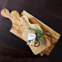 Schneidebrett mit Griff Olivenholz, 30 x 14 x 1,3 cm mit individueller Gravur