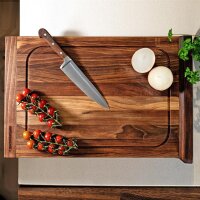 B-Ware Schneidebrett mit Saftrille und Anschlag Nussbaum beidseitig, 60 x 40 x 4 cm