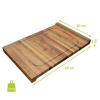 B-Ware Schneidebrett mit Saftrille und Anschlag Nussbaum beidseitig, 60 x 40 x 4 cm