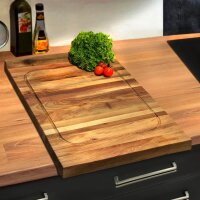 B-Ware Schneidebrett mit Saftrille und Anschlag Nussbaum beidseitig, 60 x 40 x 4 cm