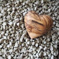 Limited Edition: Deko-Herz Olivenholz 10 cm mit Aufschrift "Nicht mehr an meiner Seite aber immer in meinem Herzen"