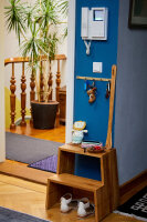 B-Ware DESIGN Tritthocker Hocker Nussbaum 46 x 38 x 46 cm