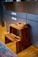 B-Ware DESIGN Tritthocker Hocker Nussbaum 46 x 38 x 46 cm