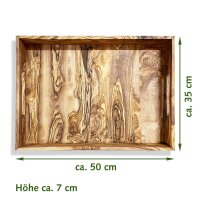 B-Ware Tablett Holz NH-B  Olivenholz 50 x 35,5 x 7 cm