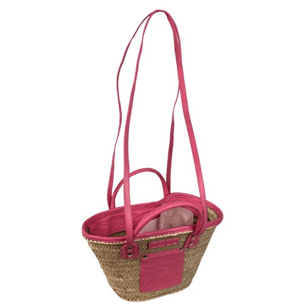 Palmblatt Tasche mit rosa Leder