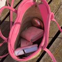 Palmblatt Tasche mit rosa Leder
