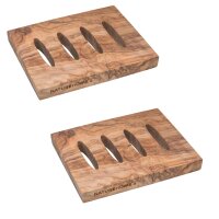 2er Set Seifenschale Olivenholz, eckig 10 x 12 cm