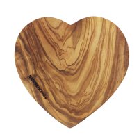 Schneidebrett Herzform Olivenholz, 17-20 cm  mit...