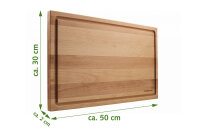 Schneidebrett mit Saftrille Buche einseitig, 50 x 30 x 2 cm mit individueller Gravur