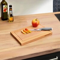 Schneidebrett mit Saftrille Buche einseitig, 30 x 20 x 2 cm mit individueller Gravur
