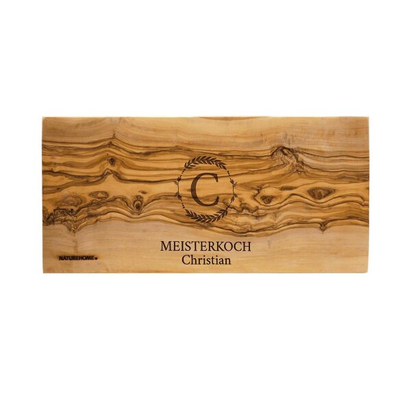 Schneidebrett Olivenholz 35 x 18 cm mit individueller Gravur