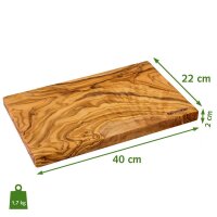 Schneidebrett Olivenholz 40 x 22 cm mit Textgravur mit bis zu 120 Zeichen