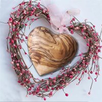 Deko-Herz Olivenholz 7 cm, Text mit bis zu 30 Zeichen GRATIS ab 55 Euro