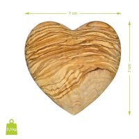 Deko-Herz Olivenholz 7 cm, Text mit bis zu 30 Zeichen GRATIS ab 55 Euro