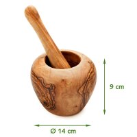Olivenholz Mörser 10cm + Stößel