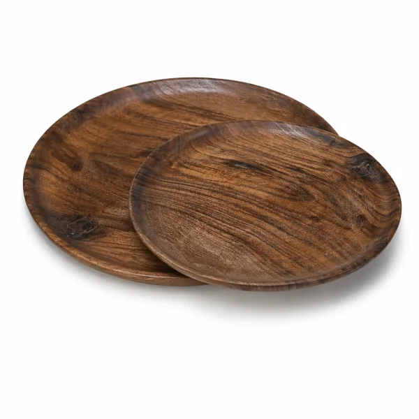 Tellerset aus Nussbaumholz 20 cm + 25 cm