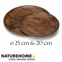 Tellerset aus Nussbaumholz 20 cm + 25 cm