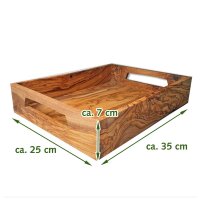 B-Ware Tablett Holz NH-B Olivenholz klein 35 x 26 x 7 cm