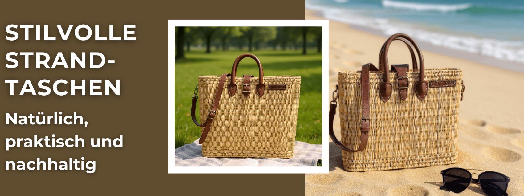 Stilvolle Strandtaschen aus Stroh, Schilfrohr & Palmblatt